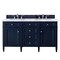 James Martin Vanities Brittany 60in Double Vanity, Victory Blue w/ 3 CM Carrara Marble Top 650-V60D-VBL-3CAR - alternate 1